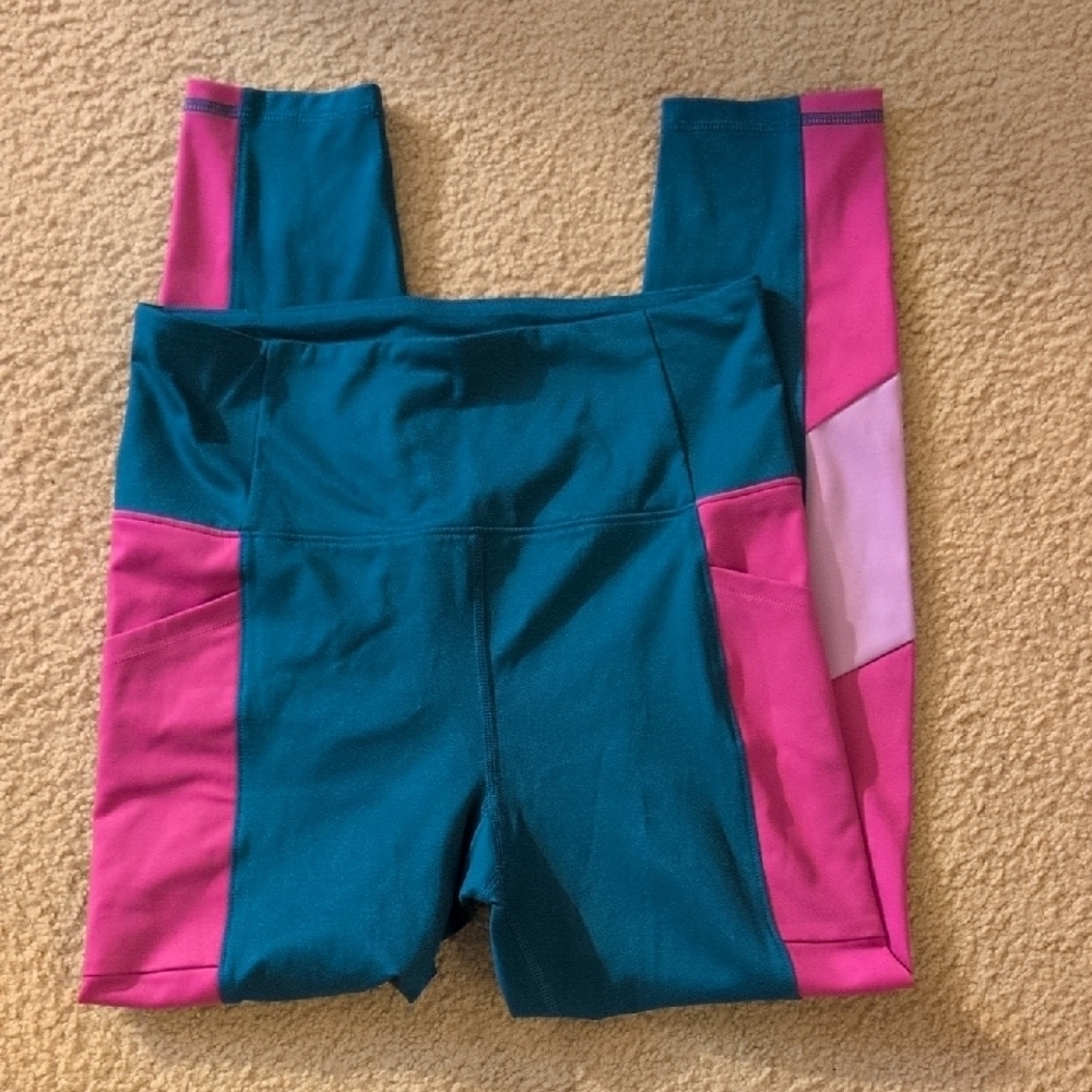 Lou & Grey Blue & Pink Athletic Workout Leggings Size Medium Petite